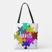Aangepaste puzzelstukken tote bag (Achterkant)