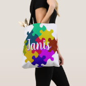 Aangepaste puzzelstukken tote bag (Dichtbij)