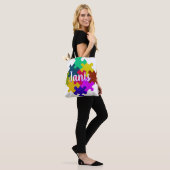 Aangepaste puzzelstukken tote bag (Op model)