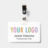 Aangepaste PVC Naam Badge met Logo Clip Reel Lanya (Front with Clip)