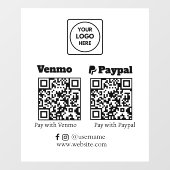 Aangepaste QR-betaling | Venmo & PayPal Logo Weerg Raamsticker (Vel)