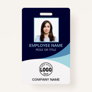 Aangepaste QR Blue Corporate Employee Photo Name T Badge