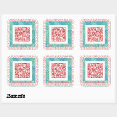 Aangepaste QR-code Aardbeien Lijst Gift Registry Vierkante Sticker (Vel)