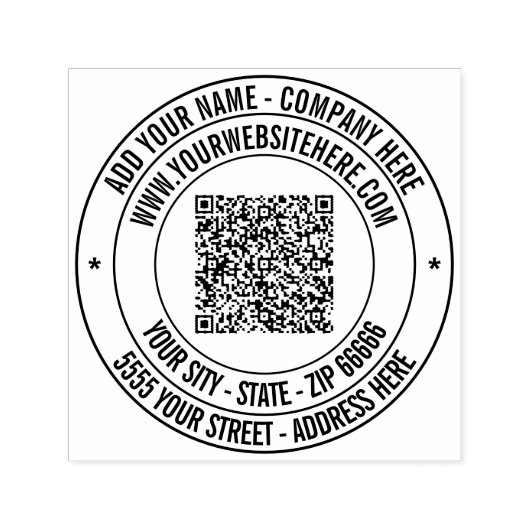 Aangepaste QR-code Adres Ronde stempel Sjabloon (Design)