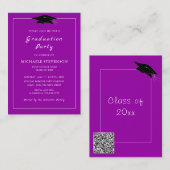 Aangepaste QR Code Afstuderen Uitnodiging Uw kleur (Voorkant / Achterkant)