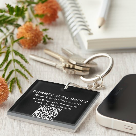 Aangepaste QR-code auto- of autodealer promotionee Sleutelhanger (Voorkant Rechts)