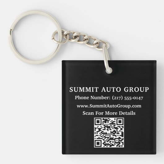Aangepaste QR-code auto- of autodealer promotionee Sleutelhanger (Voorkant)