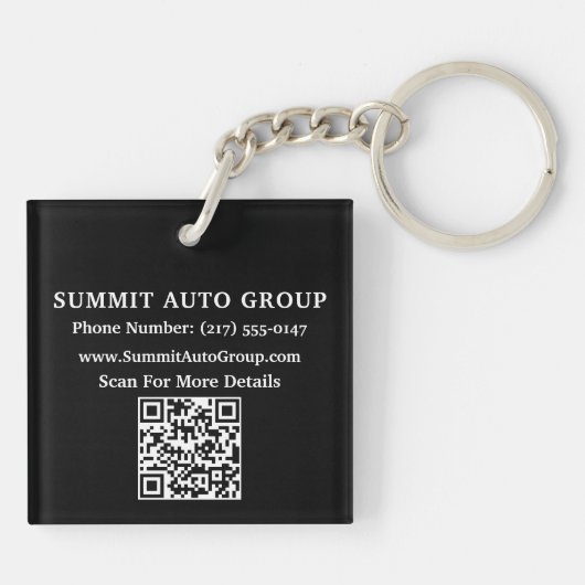 Aangepaste QR-code auto- of autodealer promotionee Sleutelhanger (Achterkant)