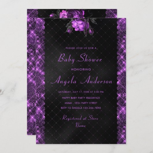 Aangepaste QR Code Baby shower Uitnodiging Sjabloo (Voorkant / Achterkant)