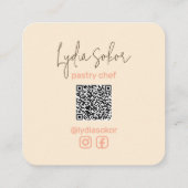 Aangepaste QR-code Banketbakker Zakelijke kaart Vierkante Visitekaartje (Achterkant)