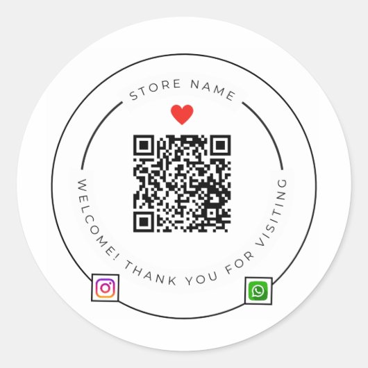 Aangepaste QR-code bedankstickers | Instagram Ronde Sticker (Voorkant)