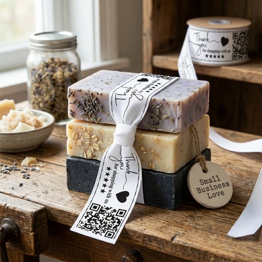 Aangepaste QR-code Bedankt Klein Bedrijf Grosgrain Lint