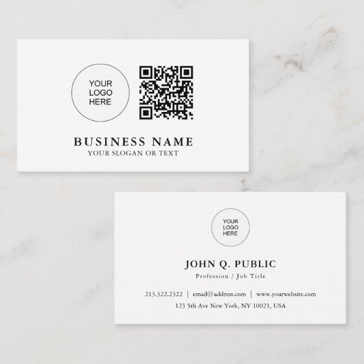 Aangepaste QR Code Bedrijf Logo Hier Visitekaartje (Voorkant / Achterkant)