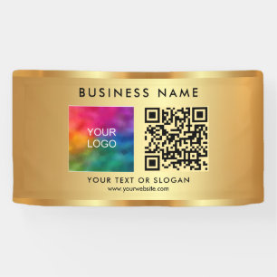 Aangepaste QR Code Bedrijf Logo Naam Gold Indoor Spandoek