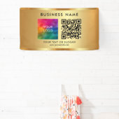 Aangepaste QR Code Bedrijf Logo Naam Gold Indoor Spandoek (Insitu)