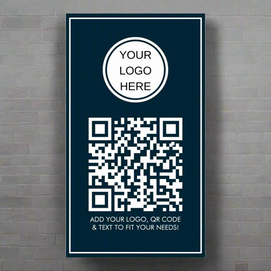Aangepaste QR Code Bedrijf Logo Professional Blauw Poster