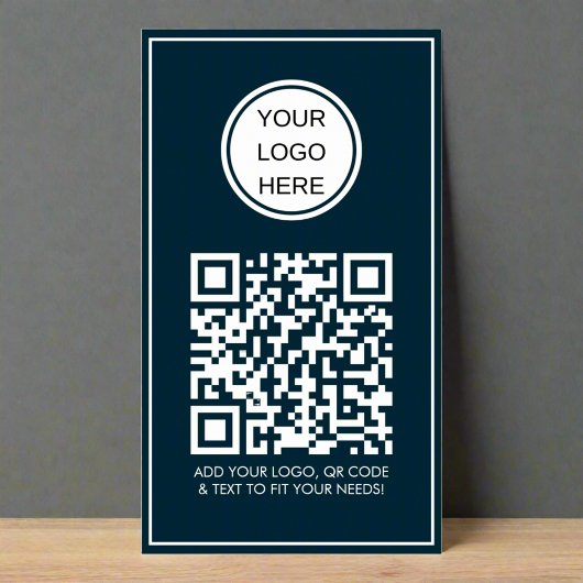 Aangepaste QR Code Bedrijf Logo Professional Blauw Poster