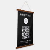 Aangepaste QR-code Bedrijf Logo Tekst Sjabloon Hangend Wandkleed (Gebogen)