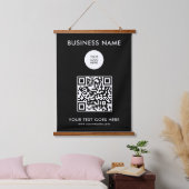 Aangepaste QR-code Bedrijf Logo Tekst Sjabloon Hangend Wandkleed (Slaapkamer)