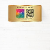 Aangepaste QR-code Bedrijfsnaam Logo Gold Indoor Spandoek (Insitu)
