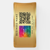 Aangepaste QR-code Bedrijfsnaam Logo Gold Indoor Spandoek (Verticaal)