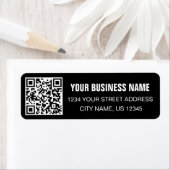 Aangepaste QR-code Bedrijfsnaam Zwart Retouradres Etiket (Insitu)