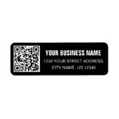 Aangepaste QR-code Bedrijfsnaam Zwart Retouradres Etiket (Voorkant)