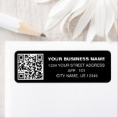 Aangepaste QR-code Bedrijfsnaam Zwart Retouradres Etiket (Insitu)