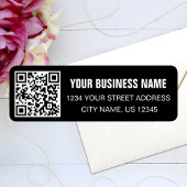 Aangepaste QR-code Bedrijfsnaam Zwart Retouradres Etiket