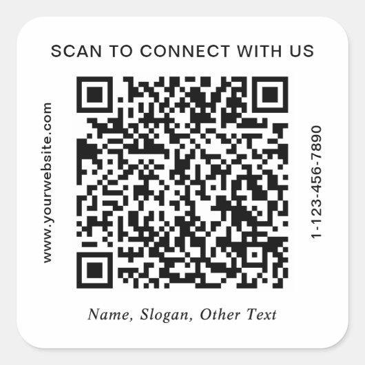 Aangepaste QR-code Bedrijven Vierkante Sticker (Voorkant)