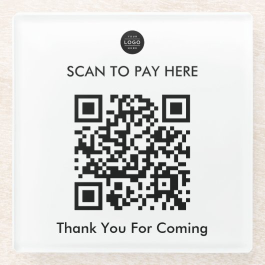 Aangepaste QR Code Betaling Glas Onderzetter voor  (Voorkant)