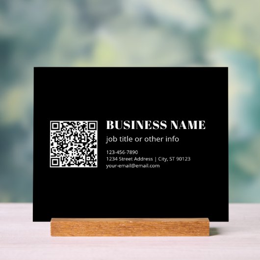 Aangepaste QR-code & Bewerkbare Retro-Moderne Teks Acryl Bord (Neutraal)