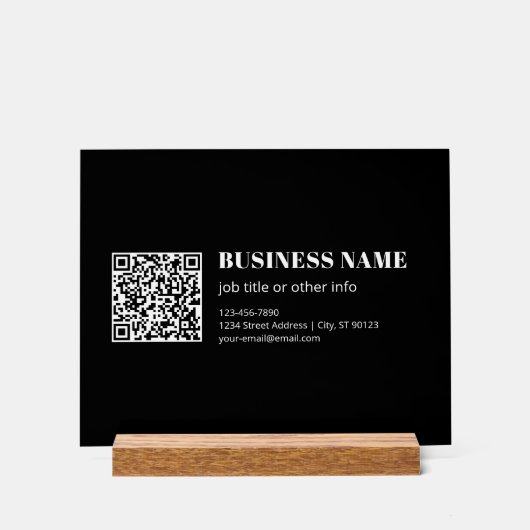 Aangepaste QR-code & Bewerkbare Retro-Moderne Teks Acryl Bord (Voorkant)