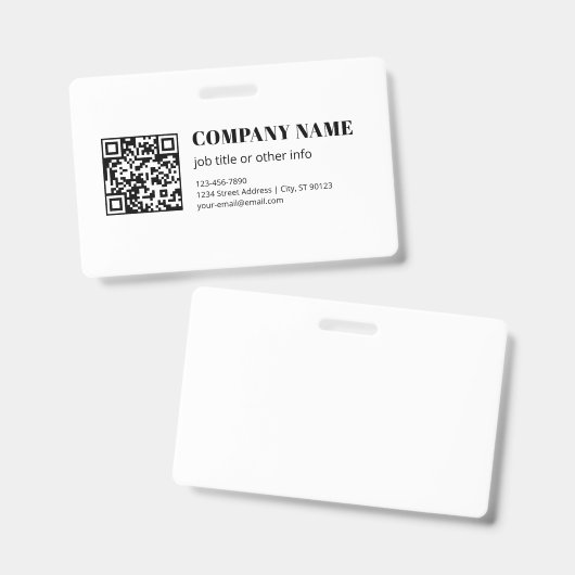 Aangepaste QR-code & Bewerkbare Retro-Moderne Teks Badge (Voor- en achterkant)