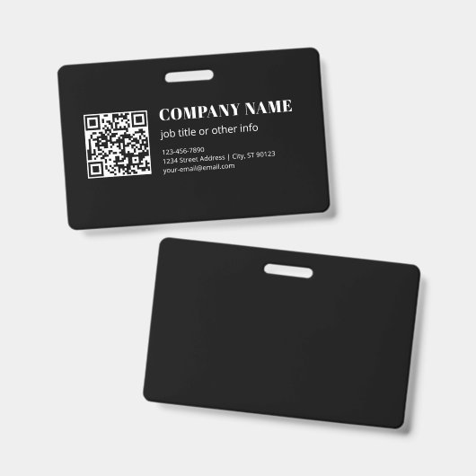 Aangepaste QR-code & Bewerkbare Retro-Moderne Teks Badge (Voor- en achterkant)