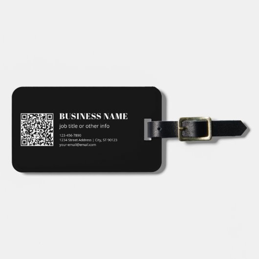 Aangepaste QR-code & Bewerkbare Retro-Moderne Teks Bagagelabel (Voorkant horizontaal)