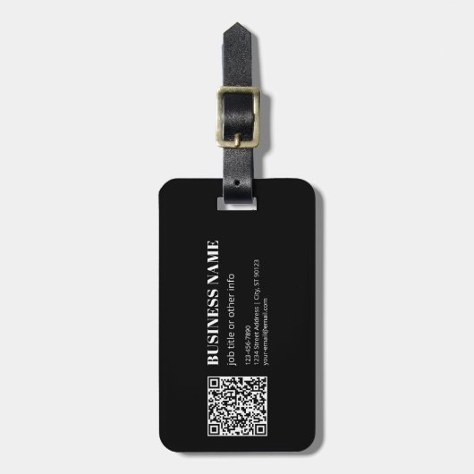 Aangepaste QR-code & Bewerkbare Retro-Moderne Teks Bagagelabel (Voorkant verticaal)