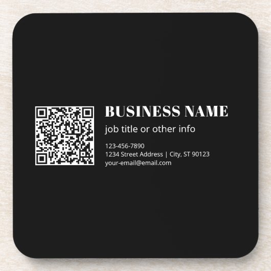 Aangepaste QR-code & Bewerkbare Retro-Moderne Teks Bier Onderzetter (Voorkant)