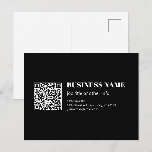 Aangepaste QR-code & Bewerkbare Retro-Moderne Teks Briefkaart (Voorkant / Achterkant)