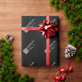 Aangepaste QR-code & Bewerkbare Retro-Moderne Teks Cadeaupapier