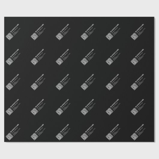 Aangepaste QR-code & Bewerkbare Retro-Moderne Teks Cadeaupapier (Vlak)
