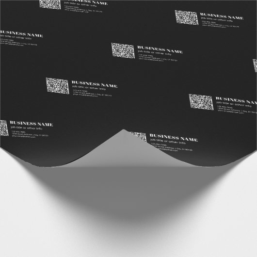Aangepaste QR-code & Bewerkbare Retro-Moderne Teks Cadeaupapier (Hoek)