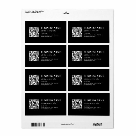 Aangepaste QR-code & Bewerkbare Retro-Moderne Teks Etiket (Full Sheet)