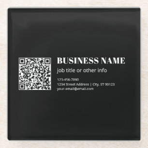 Aangepaste QR-code & Bewerkbare Retro-Moderne Teks Glazen Onderzetter