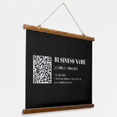 Aangepaste QR-code & Bewerkbare Retro-Moderne Teks Hangend Wandkleed (Gebogen)