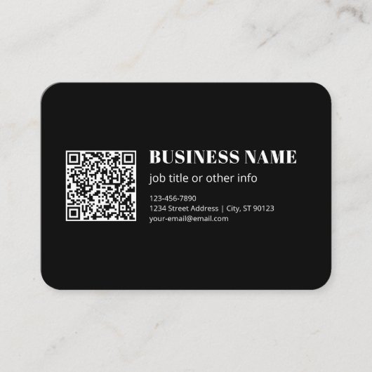 Aangepaste QR-code & Bewerkbare Retro-Moderne Teks Informatiekaartje (Voorkant)