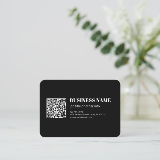 Aangepaste QR-code & Bewerkbare Retro-Moderne Teks Informatiekaartje (Staand voorkant)