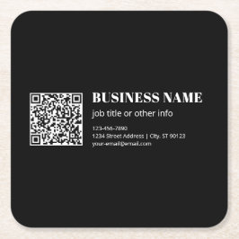 Aangepaste QR-code & Bewerkbare Retro-Moderne Teks Kartonnen Onderzetters