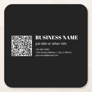 Aangepaste QR-code & Bewerkbare Retro-Moderne Teks Kartonnen Onderzetters