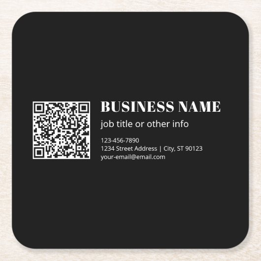 Aangepaste QR-code & Bewerkbare Retro-Moderne Teks Kartonnen Onderzetters (Voorkant)